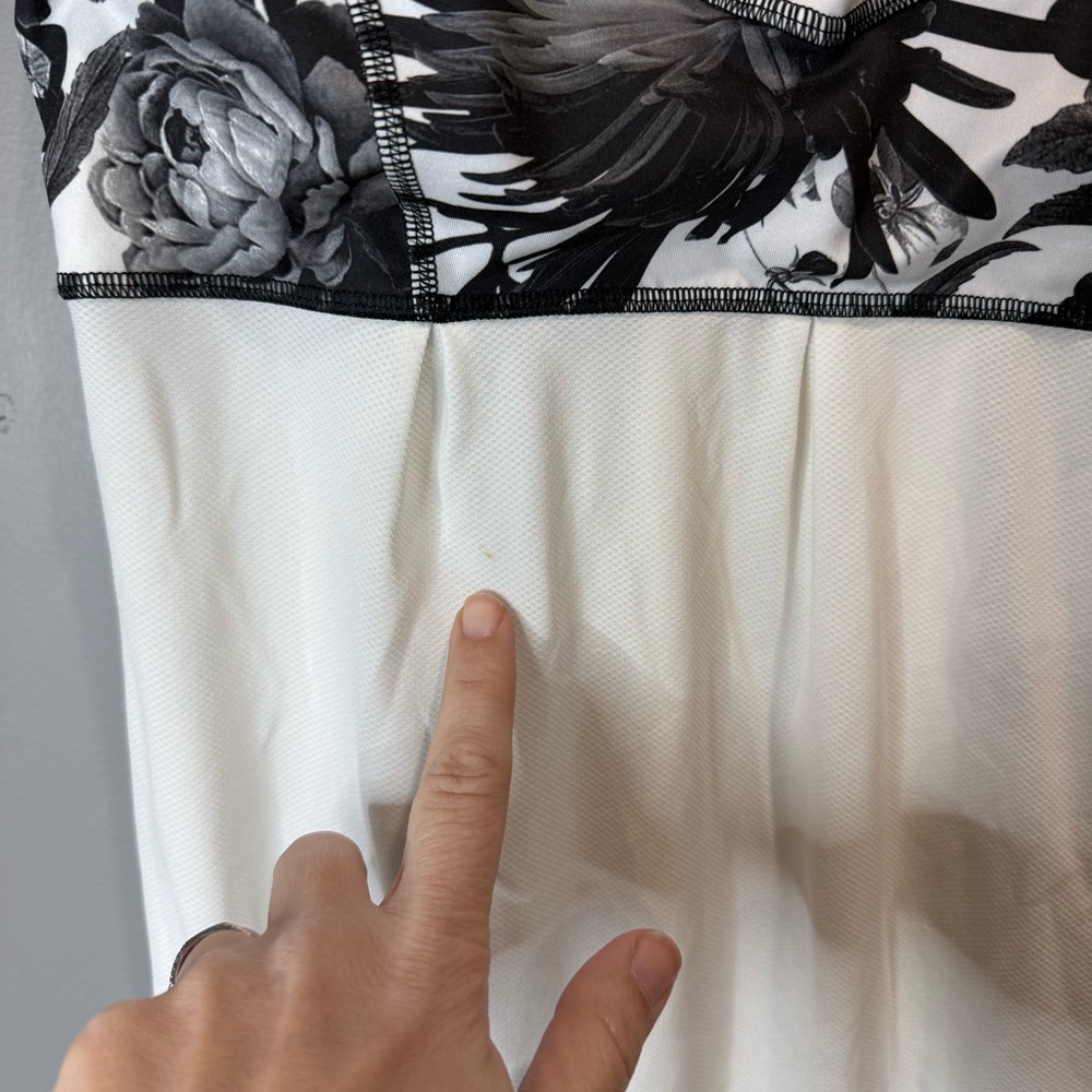 lululemon Tame Me Tank Top in the Brisk Bloom Black White pattern - Picture 3 of 6